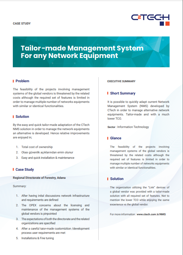 CTech | Tailor Made Management System For any Network Equipment